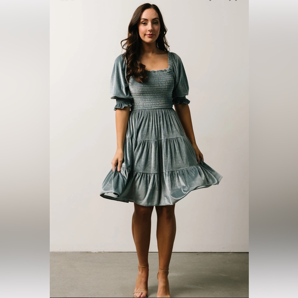 Brand New with Tags Dusty Blue Smocked Dress